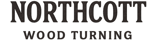 Logo for Northcott Wood Turning with a wooden bar above the text on a white background